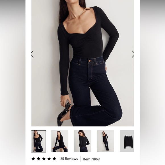 Madewell XXS NWT Maroon Sweetheart Long Sleeve Top - Picture 4 of 5